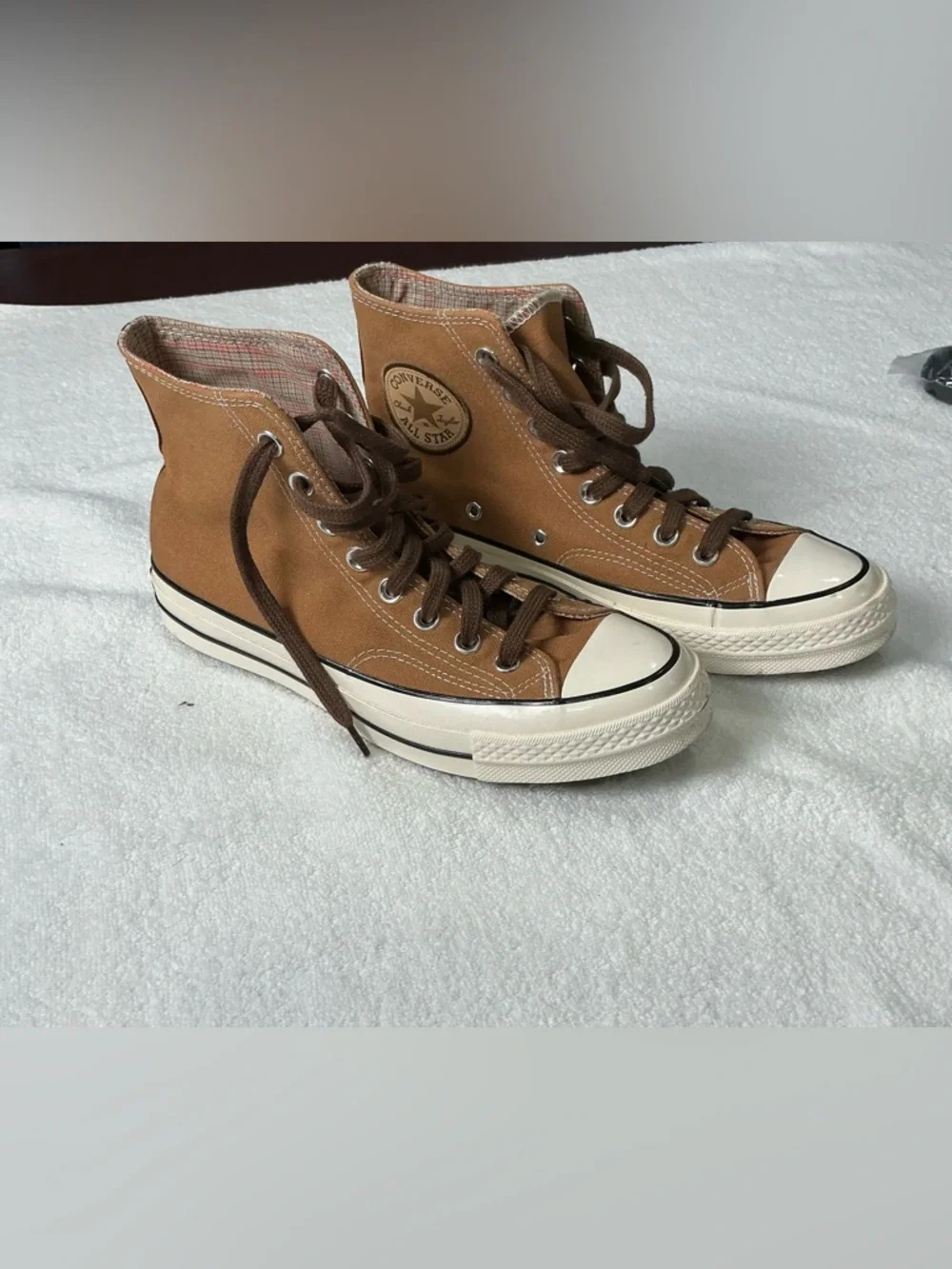Converse Men’s High-Top Sneakers in Brown and White - Picture 2 of 8
